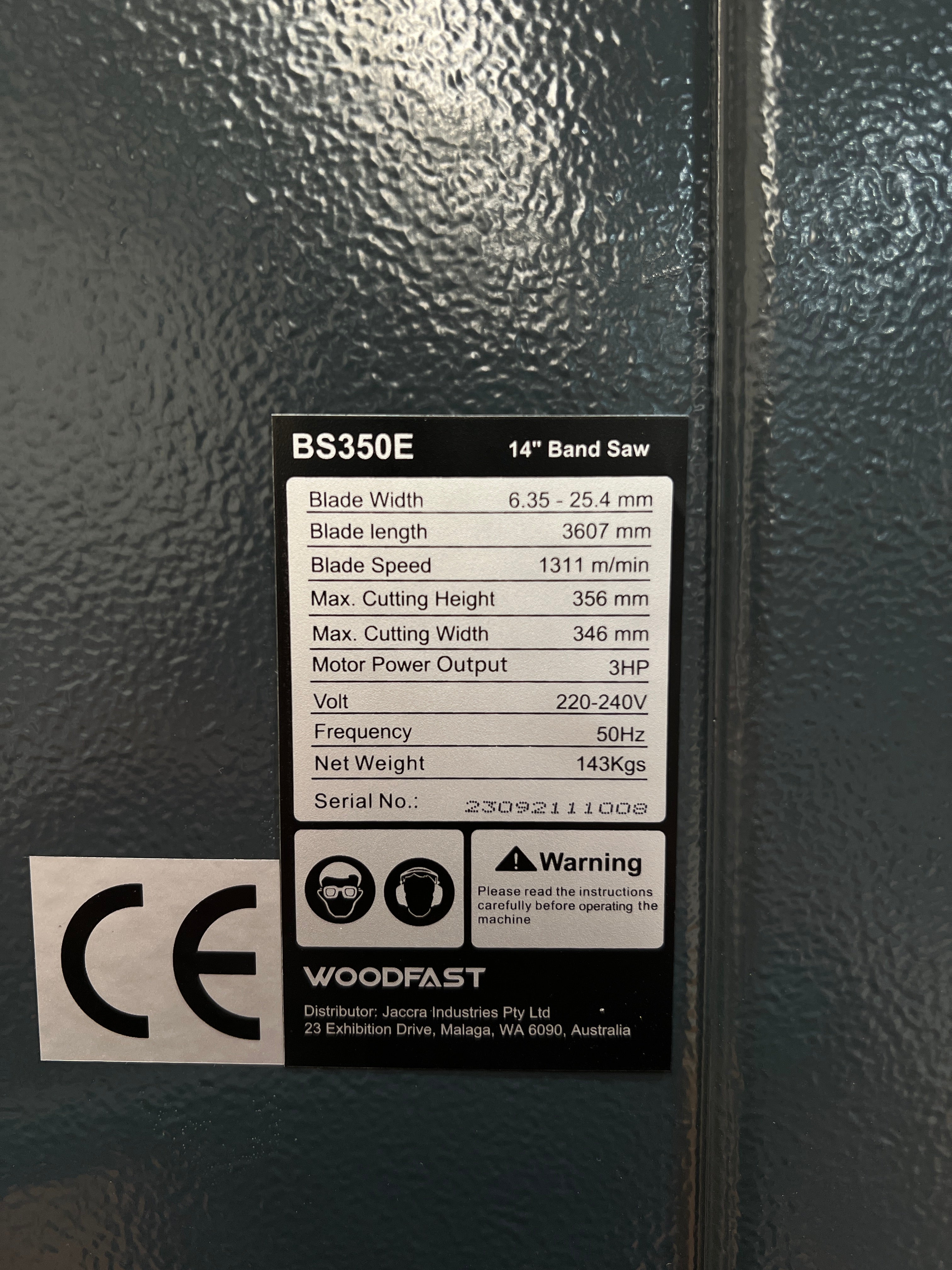 Woodfast 350mm (14") Professional Bandsaw 3HP 240V BS350E *New Arrival*