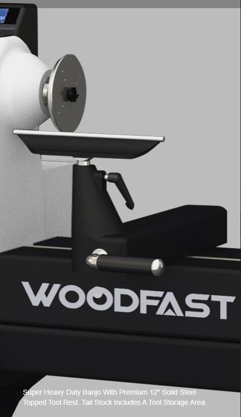 Woodfast 318mm (12") Swing x 508mm (20") Between Centres 0.75HP 240V Super Heavy Wood Lathe WL1220A