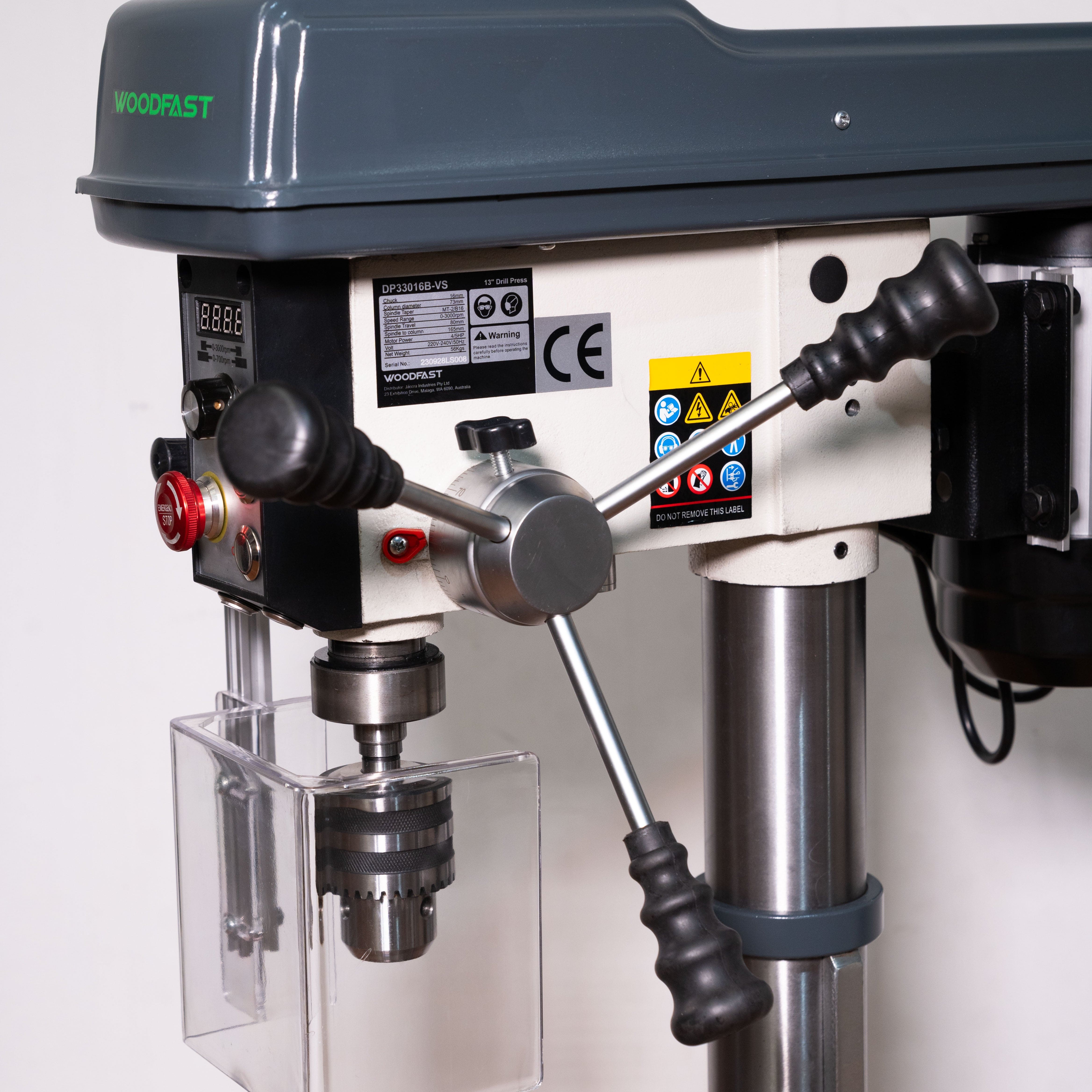 Woodfast 430mm (17") Floor Drill Press Electronic Variable Speed 16mm Key Chuck 240V DP43016F-VS *New Arrival*