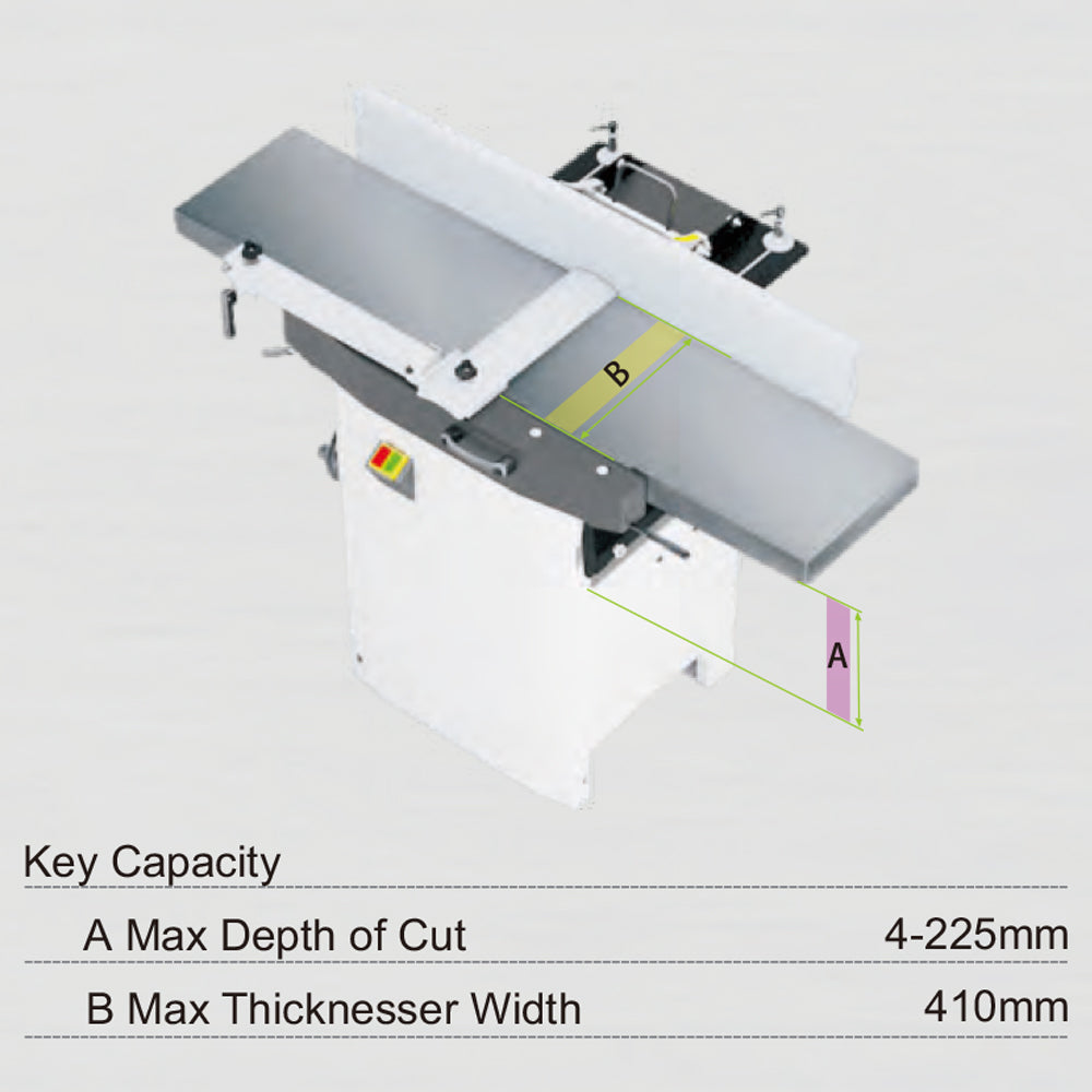 Woodfast 410mm (16") Combination Planer & Thicknesser with Spiral Head Cutter Block PT410A